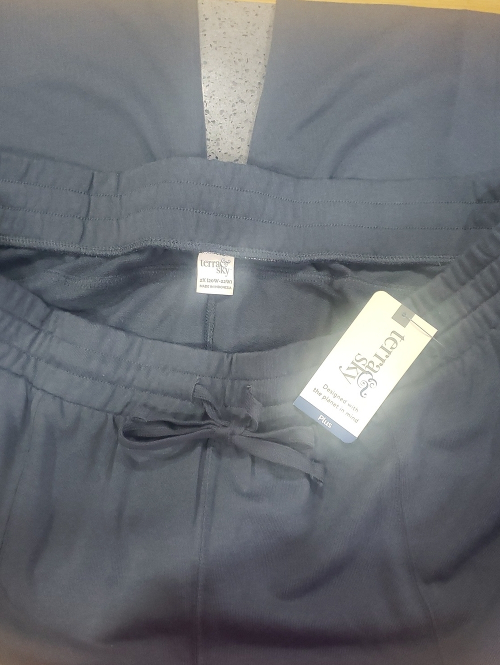 NEW! Terra & Sky Dark Navy Grayish Plus Drawstring Lounge Pants, 2X